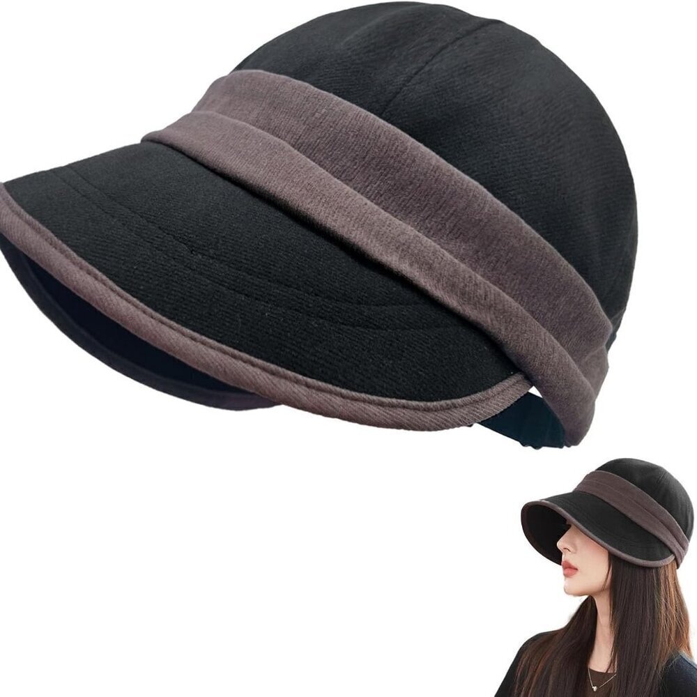 Womens Wool Felt Hat Packable UV Sun Cap with Brim Adjustable Fall Outdoor